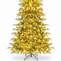 Airfind Artificial Christmas Tree with LED Lights and PVC Mixed Branch Tips-7, TPE PVC Metal Tree Height 6/7/8 ft Tree Width 3.9/4.3/4.7 ft Frame