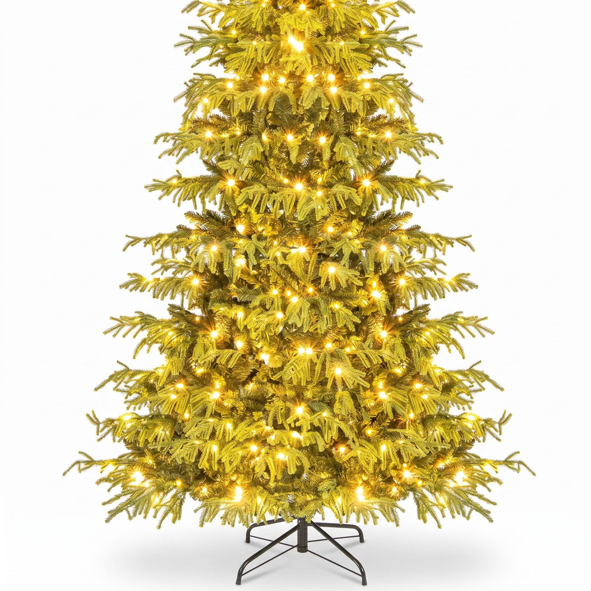 Airfind Artificial Christmas Tree with LED Lights and PVC Mixed Branch Tips-7, TPE PVC Metal Tree Height 6/7/8 ft Tree Width 3.9/4.3/4.7 ft Frame