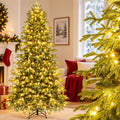 Airfind Artificial Christmas Tree with LED Lights and PVC Mixed Branch Tips-8 Feet, Green, Diameter of Stand 18 Inch /18 Inch /24 Inch
