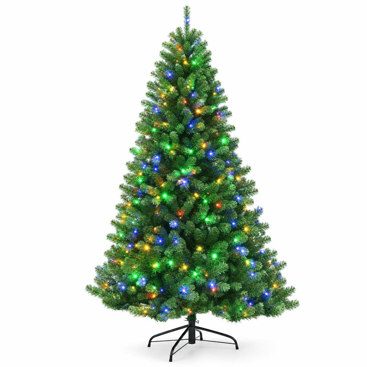 Airfind Artificial Hinged Christmas Tree with Remote-controlled Color-changing LED Lights-6ft, New PVC metal 6 Ft: Frame, 6ft x 3.1ft Footprint, Green