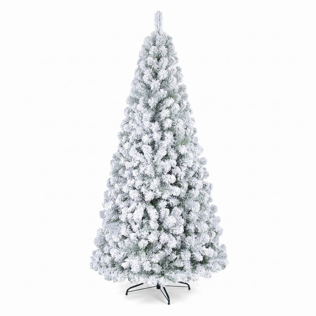 Airfind Artificial Snow-Flocked Christmas Tree with Branch Tips-6 ft, PVC Metal Frame, 3 x 6 ft Tree Height 6 ft Tree Width 3 ft Footprint, Green