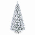Airfind Artificial Snow-Flocked Christmas Tree with Branch Tips-6 ft, PVC Metal Frame, 3 x 6 ft Tree Height 6 ft Tree Width 3 ft Footprint, Green