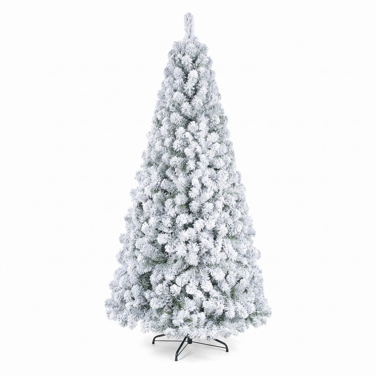 Airfind Artificial Snow-Flocked Christmas Tree with Branch Tips, PVC Metal Frame, 3 x 6 ft Tree Height 6 ft Tree Width 3 ft Footprint, Green