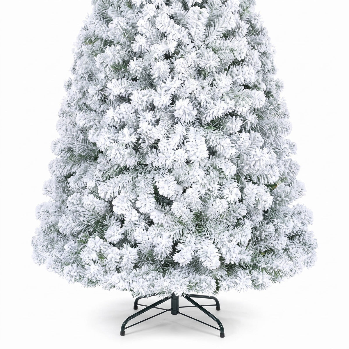 Airfind Artificial Snow-Flocked Christmas Tree with Branch Tips, PVC Metal Frame, 3 x 6 ft Tree Height 6 ft Tree Width 3 ft Footprint, Green