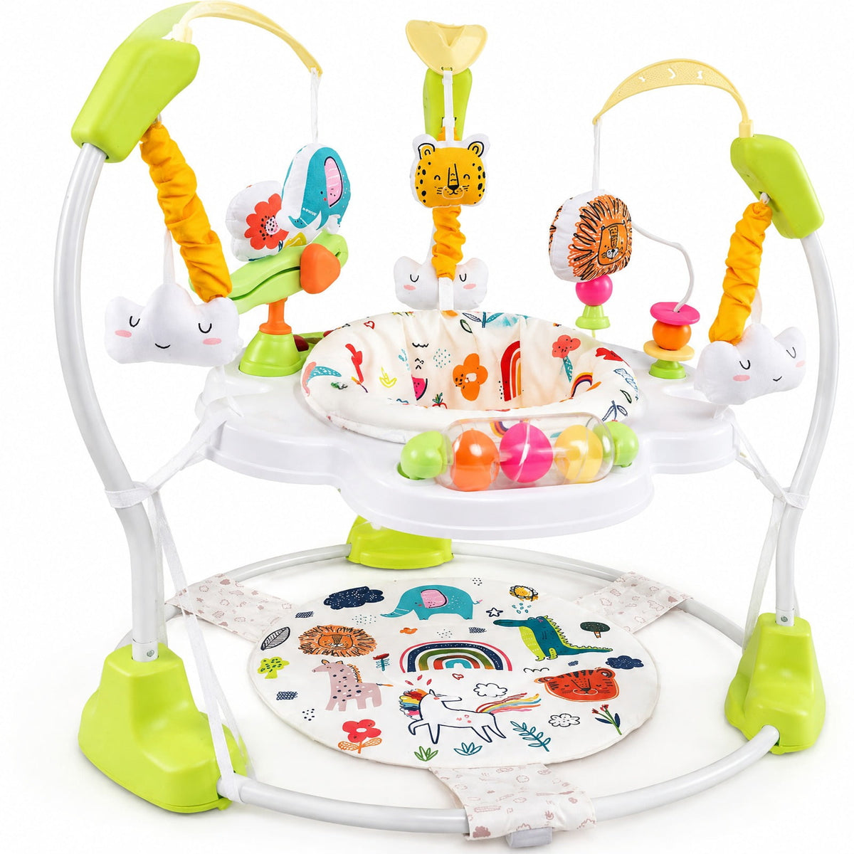 Airfind Baby Activity Center Height Adjustable Baby Bouncing Saucer with Interactive Toys, 26 lbs Capacity, Metal Frame, for 6+ months, Yellow