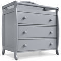 AIRFIND Baby Changing Table with Three Storage Drawers, Raised Changing Top and Restraint Belt, Wood and MDF Nursery Dresser, Gray
