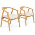 Airfind Bamboo Accent Chair with Armrest and Curved Backrest, 330 Lbs Capacity, Bamboo Polyester Sponge for Convenient Everyday Use, Natural
