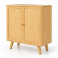 Airfind Bamboo Buffet Storage Cabinet with PE Rattan Doors and Freestanding Kitchen Cupboard, 110 lbs Capacity, Bamboo PE Rattan Frame, Natural