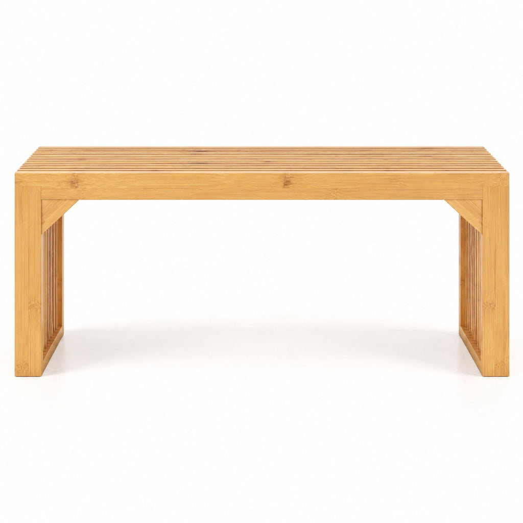 Airfind Bamboo Dining Bench Long Entryway Bench Indoor Outdoor Solid Wood Bench, 660 LBS Capacity, Bamboo Frame, 36 x 13 x 17 Footprint, Natural