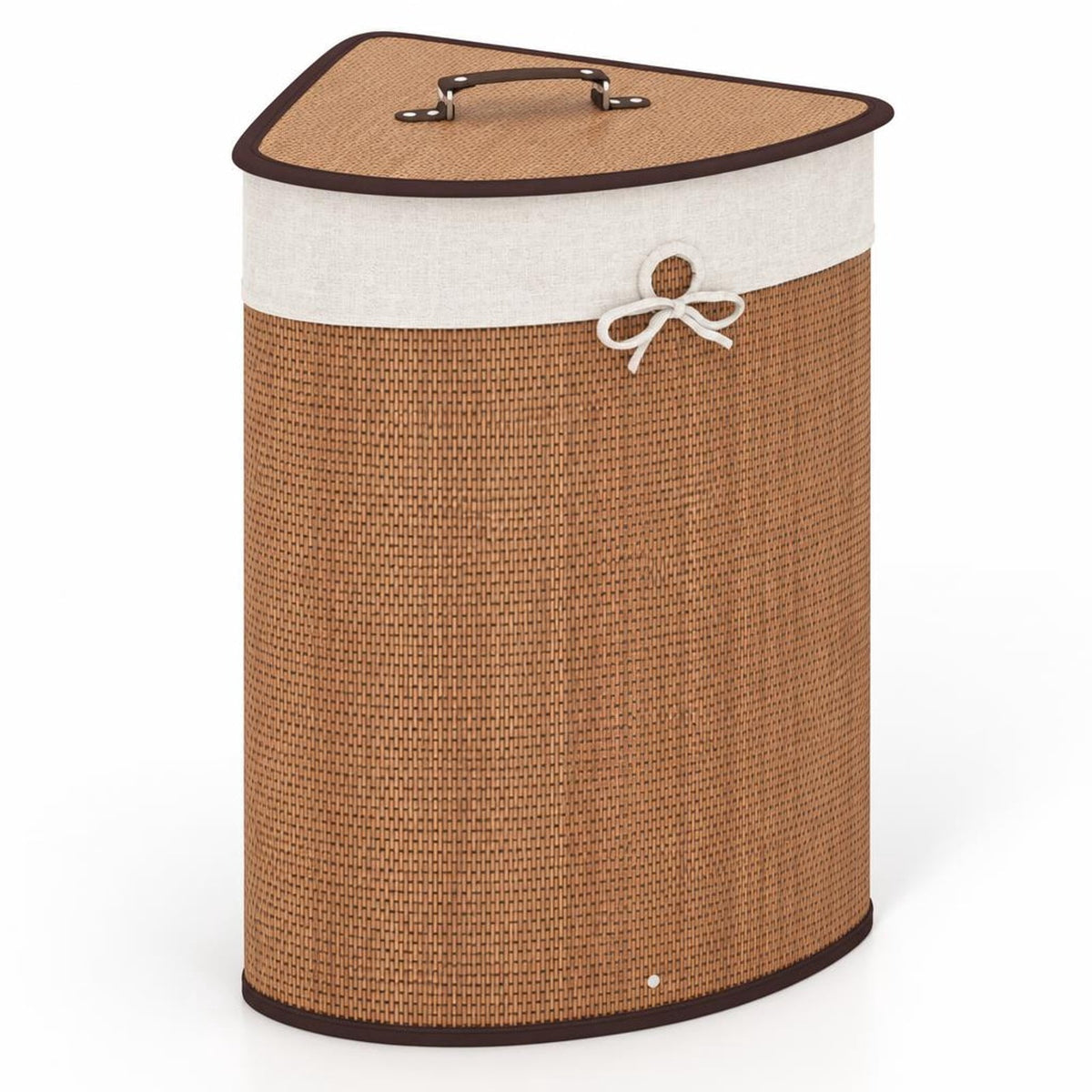 Airfind Bamboo Laundry Hamper Basket with Lid and Removable Liner Bag, Bamboo and polyester cotton Frame, Yellow
