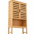 Airfind Bamboo Over The Toilet Storage Cabinet Bathroom with Adjustable Shelf, Bamboo MDF Frame, Natural