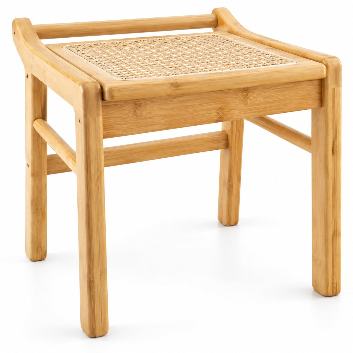 Airfind Bamboo Vanity Stool with Rattan Top and Reinforcement Bar, 265 lbsBox Qty1(May vary by batch) Capacity, Natural