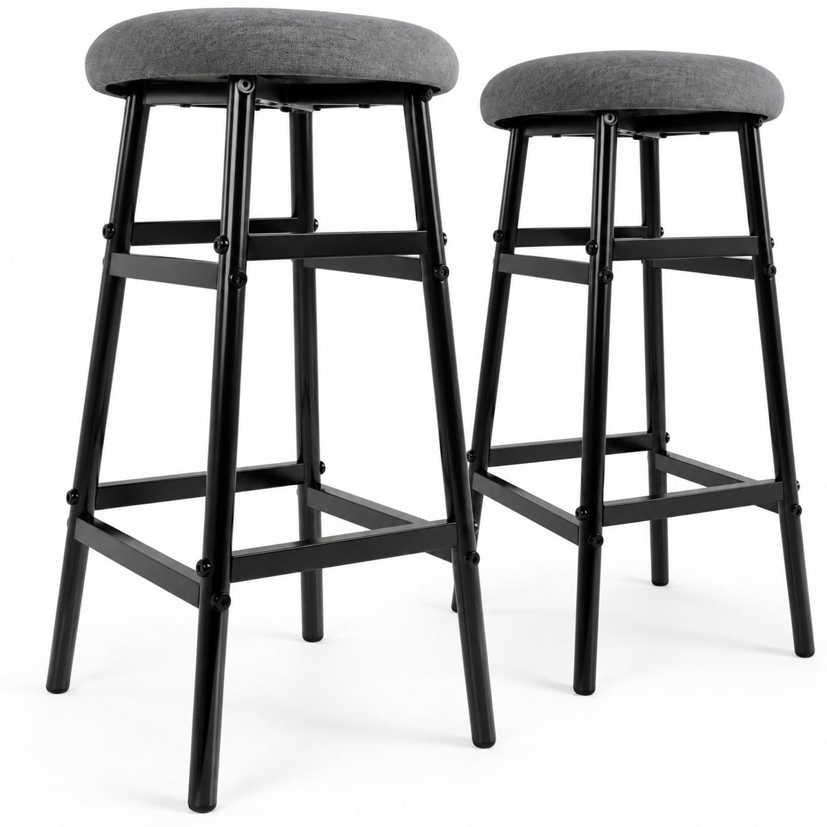 Airfind Bar Stools Set of 2 with Sturdy Metal Frame and Footrest, 330 lbs Capacity, Metal Linen Fabric Sponge Frame, Gray