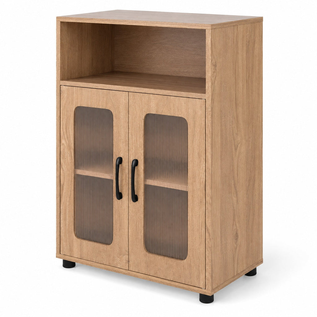 Airfind Bathroom Cabinet Freestanding Cabinet featuring 2 Doors and 3-Level Adjustable Shelf, 155 lbs Capacity, Engineered Wood Frame, Natural