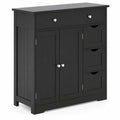 Airfind Bathroom Floor Cabinet with 4 Drawers with 2 Doors and Adjustable Shelf, 320 lbs Capacity, Engineered Wood Frame, Black