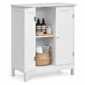 Airfind Bathroom Floor Storage Double Door Cupboard Cabinet, 22 lbs Capacity, MDF Frame, 24in x 14in x 34.5in Footprint, White