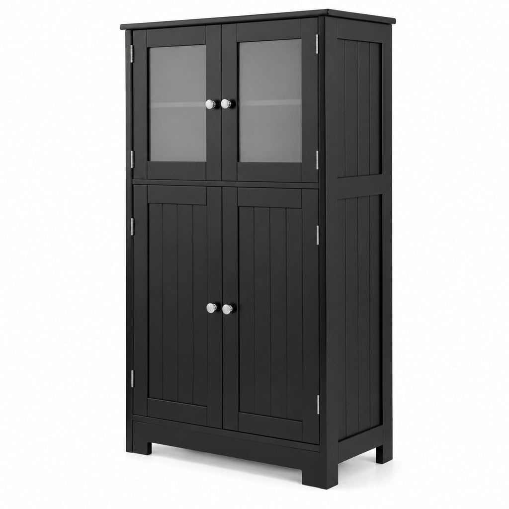 Airfind Bathroom Floor Storage Locker Kitchen Cabinet with Doors and Adjustable Shelf, MDF Frame, 23 x 12 x 43 inch Footprint, Black