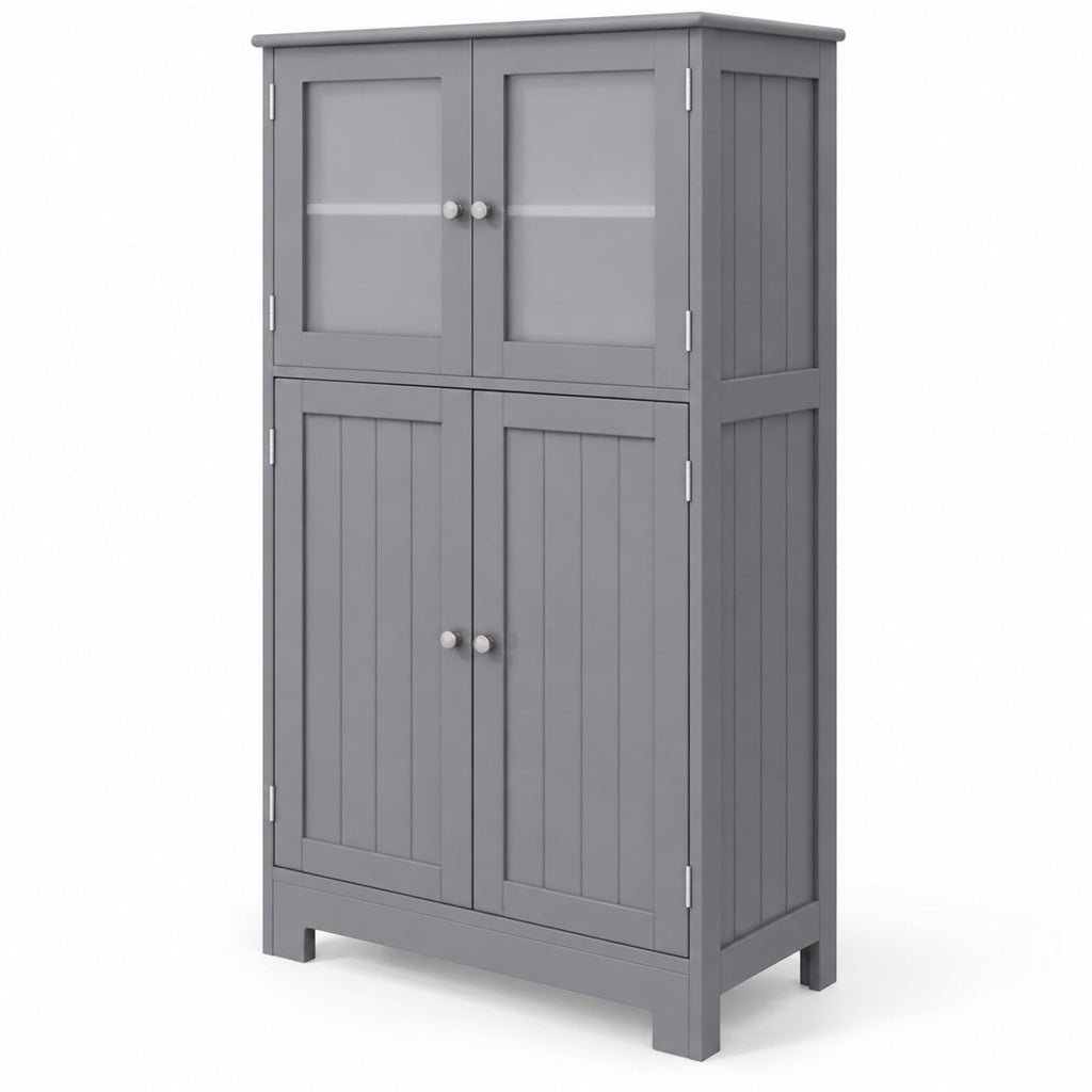 Airfind Bathroom Floor Storage Locker Kitchen Cabinet with Doors and Adjustable Shelf, MDF Frame, 23 x 12 x 43 inch Footprint, Gray