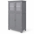 Airfind Bathroom Floor Storage Locker Kitchen Cabinet with Doors and Adjustable Shelf, MDF Frame, 23 x 12 x 43 inch Footprint, Gray