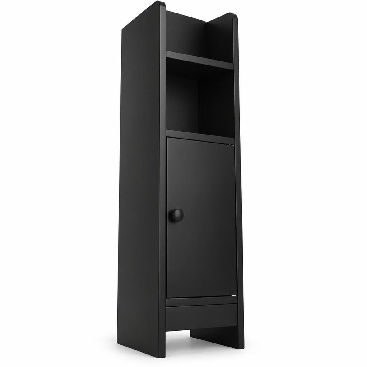 Airfind Bathroom Slim Cabinet Corner with Door and Adjustable Shelf, 44 lbs Capacity, Engineered Wood Frame, Black