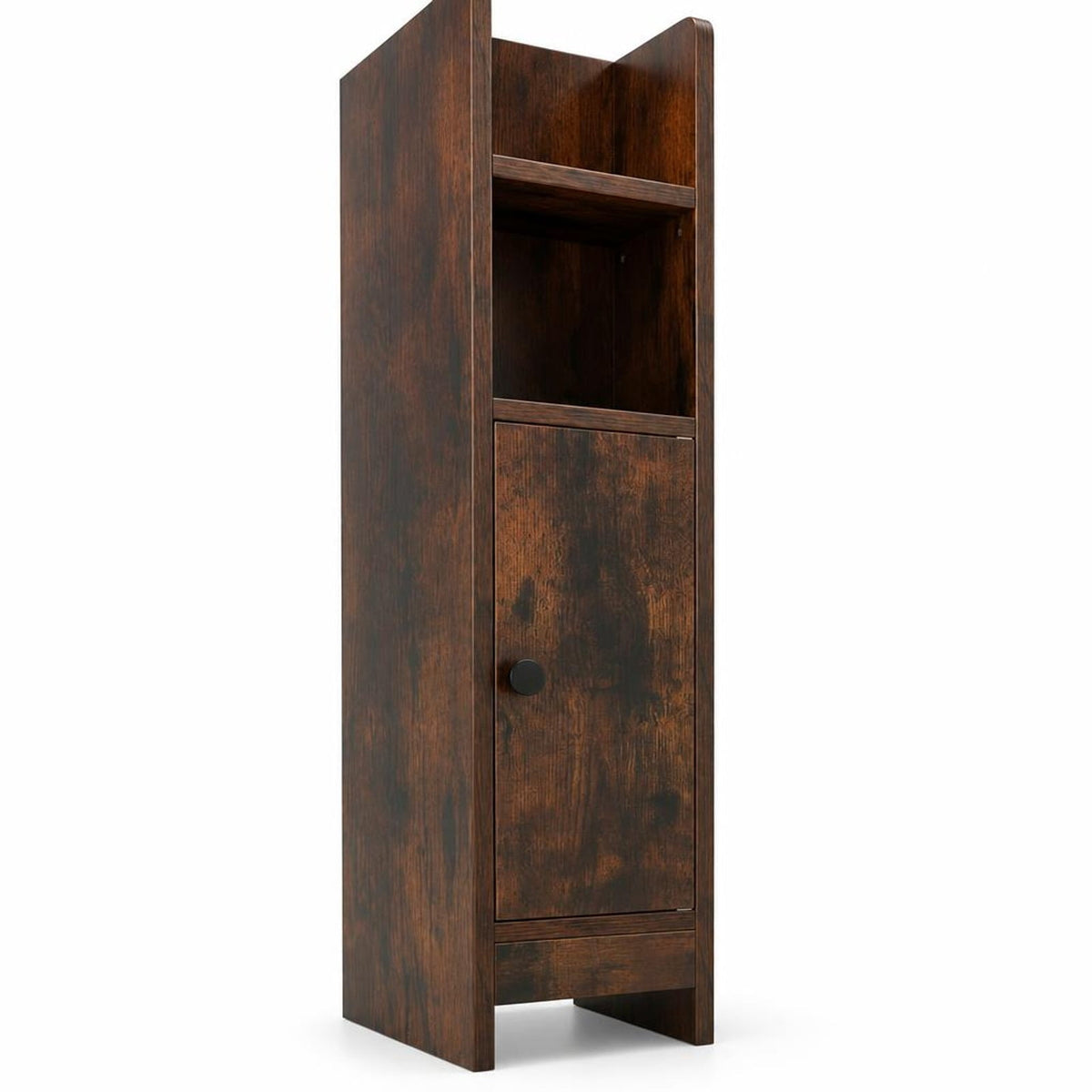 Airfind Bathroom Slim Cabinet Corner with Door and Adjustable Shelf, 44 lbs Capacity, Engineered Wood Frame, Brown
