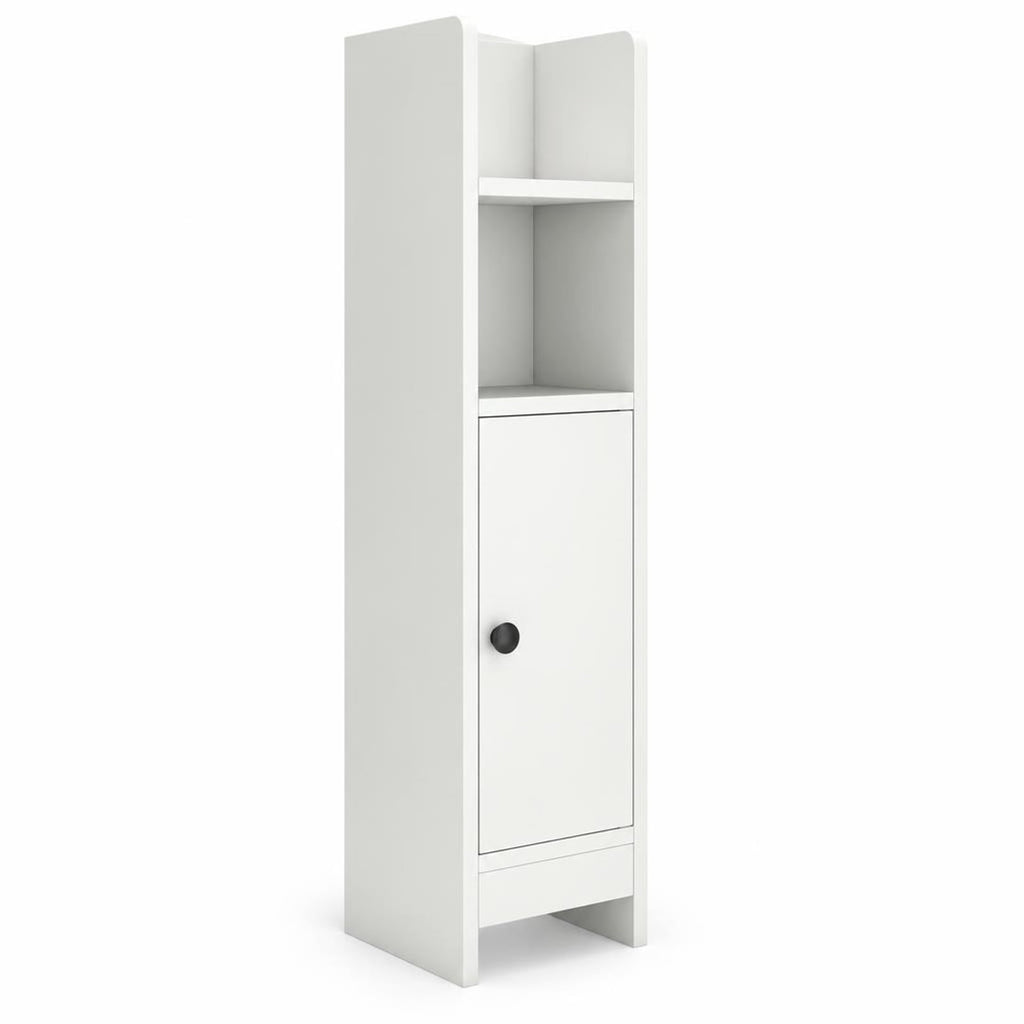 Airfind Bathroom Slim Cabinet Corner with Door and Adjustable Shelf, 44 lbs Capacity, Engineered Wood Frame, White