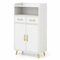 Airfind Bathroom Storage Cabinet Freestanding Floor Cabinet with 2 Drawers and 2 Doors, 44 lbs Capacity, Engineered Wood Metal Frame, White
