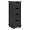 Airfind Bathroom Storage Cabinet featuring Cutout Handles and 4 Drawers, 33 lbs Capacity, MDF Frame, 12 Inch x 12 Inch x 32 Inch Footprint, Black