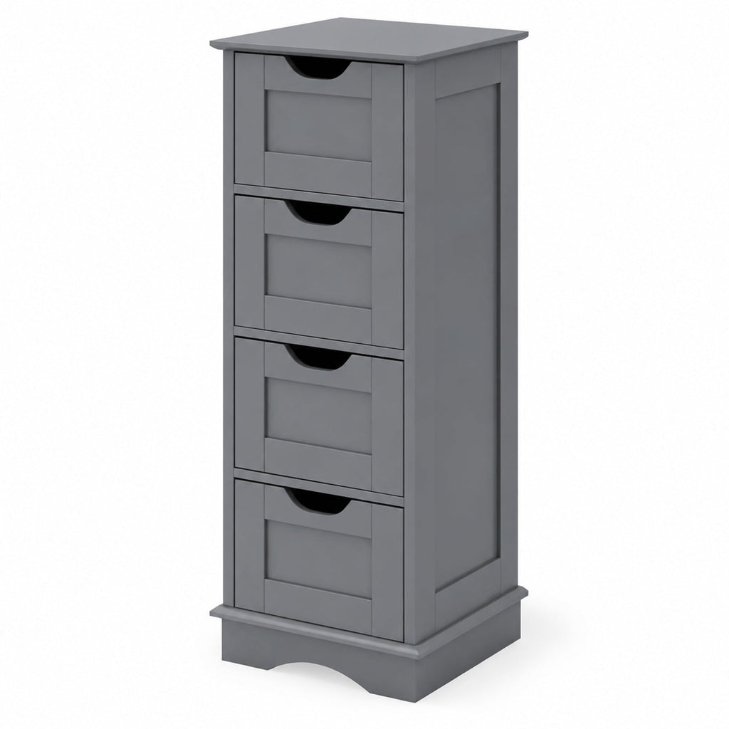Airfind Bathroom Storage Cabinet, with Cutout Handles and 4 Drawers, 33 lbs Capacity, MDF Frame, 12 Inch x 12 Inch x 32 Inch Footprint, Gray