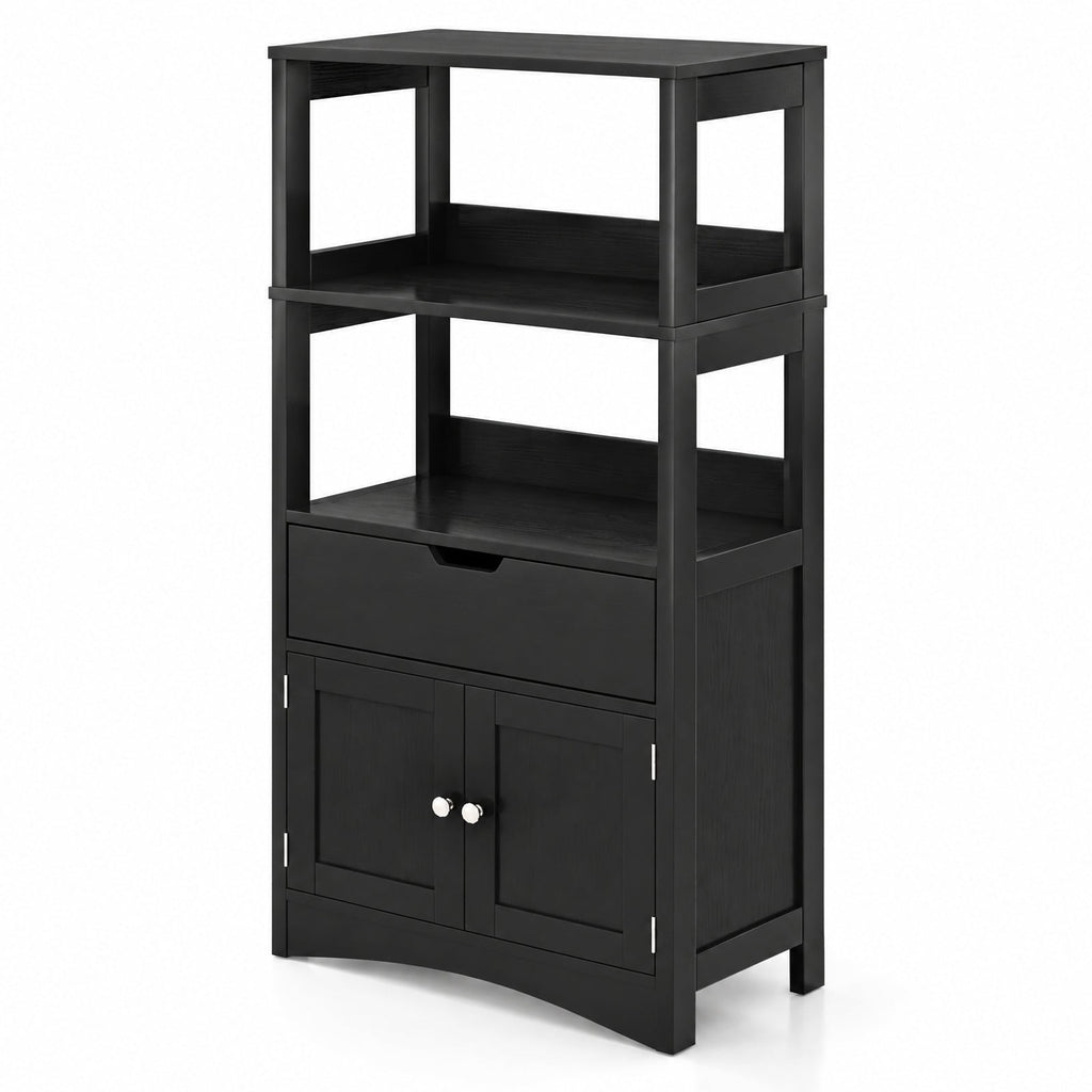 Airfind Bathroom Storage Cabinet with Drawer and Shelf Floor Cabinet, 20 lbs Capacity, MDF PB Frame, Black