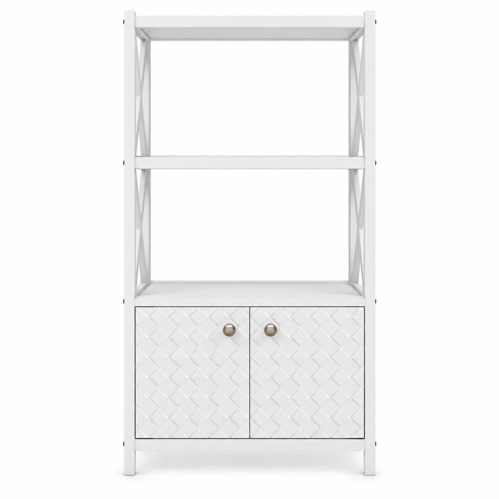 Airfind Bathroom Storage Cabinet, with Open Shelves and Double Doors, 88 lbs Capacity, Rubber Wood MDF Frame, 25 Inch x 12 Inch x 47 Inch Footprint, White