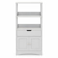 Airfind Bathroom Storage Cabinet with Open Shelves and Drawer, 110 lbs Capacity, Engineered Wood Frame, 24in x 13in x 48in Footprint, Grey