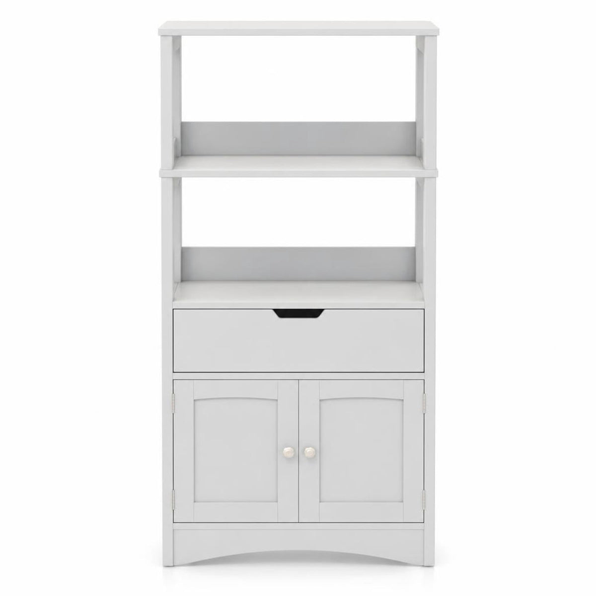 Airfind Bathroom Storage Cabinet with Open Shelves and Drawer, 110 lbs Capacity, Engineered Wood Frame, 24in x 13in x 48in Footprint, Grey