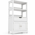 Airfind Bathroom Storage Cabinet with Open Shelves and Drawer, 110 lbs Capacity, Engineered Wood Frame, 24in x 13in x 48in Footprint, White