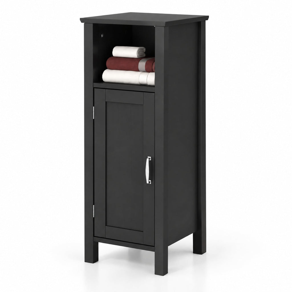 Airfind Bathroom Storage Organizer with 2-Tier Cabinet, 66 lbs Capacity, MDF Frame, 12in x 12in x 31.5in Footprint, Black