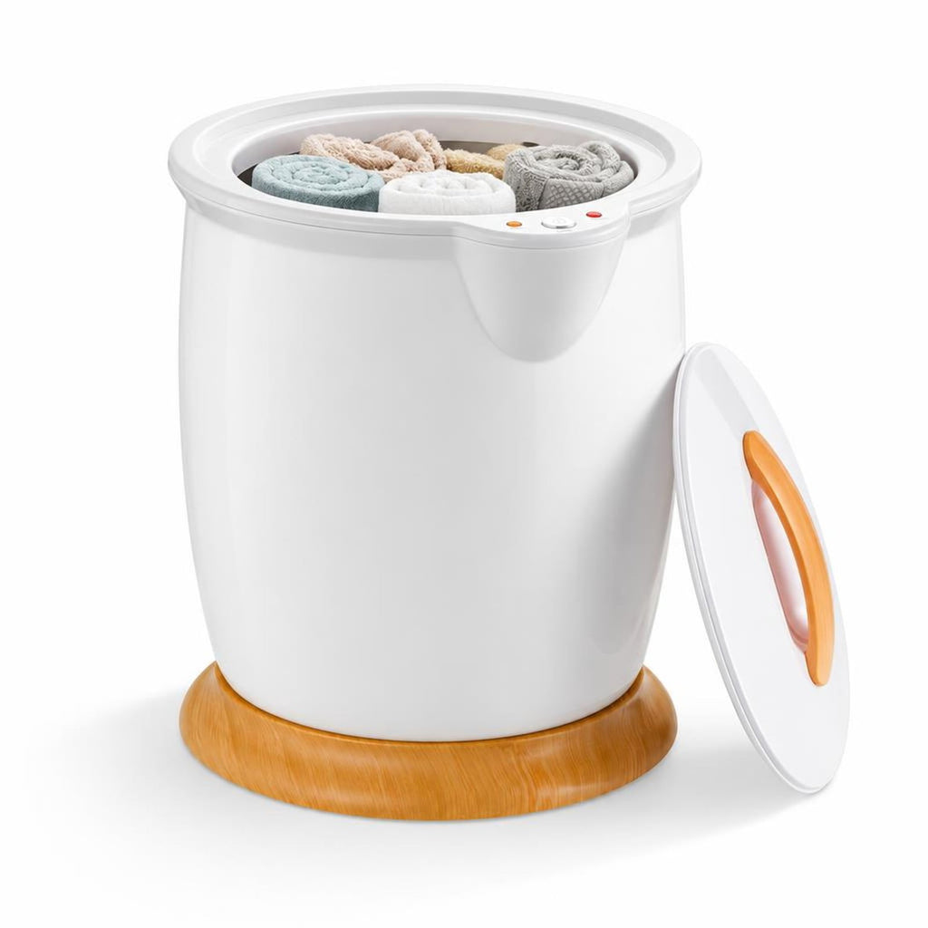 Airfind Bathroom Towel Warmer Bucket with Fragrance Holder and Auto Shut, Plastic Frame, 14 x 13 x 18.5 Footprint, White
