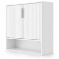 Airfind Bathroom Wall Cabinet with 2 Fluted Doors and Open Cube and Adjustable Shelf, 22 lbs Capacity, MDF Frame, 22.5in x 8in x 24in Footprint, White