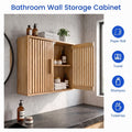 Airfind Bathroom Wall Cabinet with 2 Slatted Doors and 3-Level Adjustable Shelves, 22 lbs Capacity, Engineered Wood Frame, 24 x 8 x 20 Footprint