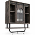Airfind Bathroom Wall Cabinet with Sliding Barn Door and Metal Hanging Bar with 3 Hooks, 22 Lbs Capacity, Engineered Wood MDF Metal PC, Black