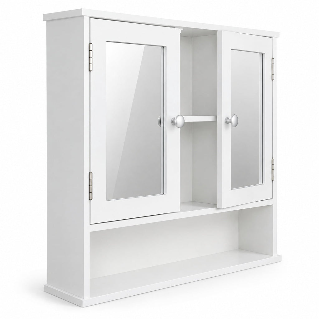 Airfind Bathroom Wall Mount Mirror Cabinet Organizer, 44 lbs Capacity, Engineered Wood Frame, 20in x 3.5in x 16in Footprint, White