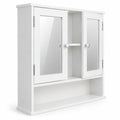 Airfind Bathroom Wall Mount Mirror Cabinet Organizer, 44 lbs Capacity, Engineered Wood Frame, 20in x 3.5in x 16in Footprint, White