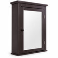 Airfind Bathroom Wall Mounted Storage Mirror Medicine Cabinet, 11 lbs Capacity, MDF and glass Frame, 22 x 6 x 27.5 Footprint, Brown