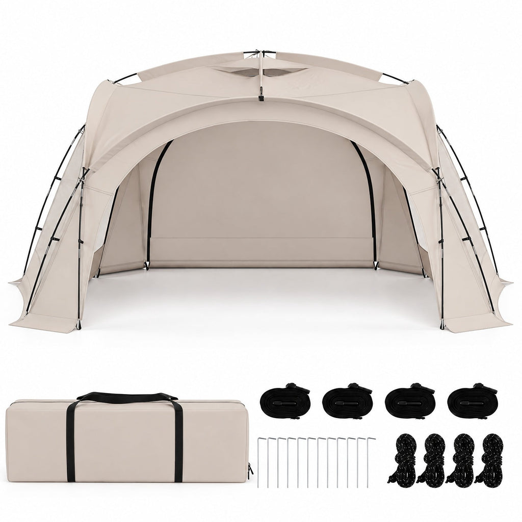 Airfind Beach Tent for 12-15 People Easy Setup Dome Canopy Tent with 4 Removable Zippered Sidewalls, Oxford Cloth Mesh Fiberglass Pole Frame, Brown