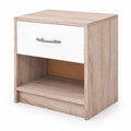 Airfind Bedside Table Nightstand with Drawer and Open Storage Shelf-Natural White, 22 lbs Capacity, Engineered Wood HDF PP HDPE Frame, Natural