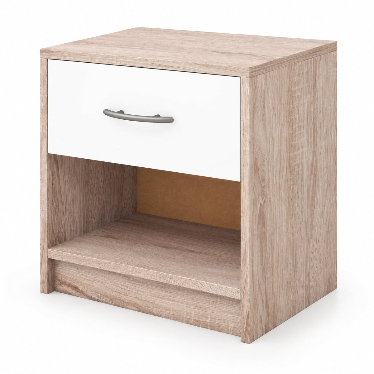 Airfind Bedside Table Nightstand with Drawer and Open Storage Shelf-Natural White, 22 lbs Capacity, Engineered Wood HDF PP HDPE Frame, Natural