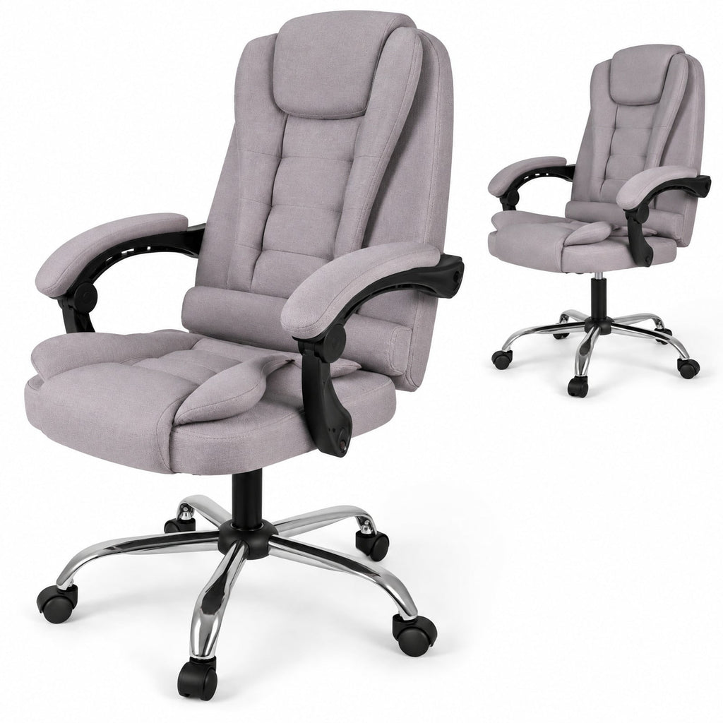 Airfind Big High Back Executive Chair with Linkage Armrests and Leather Padded Seat for Office, 330 lbs Capacity for Everyday Use, Gray