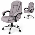 Airfind Big High Back Executive Chair with Linkage Armrests and Leather Padded Seat for Office, 330 lbs Capacity for Everyday Use, Gray