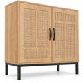 Airfind Boho Storage Cabinet with Asymmetrical Pattern Doors for Kitchen, 100 Lbs Capacity, 31.5 Inch X 15 Inch X 32 Inch (l X W X H) Inside, Natural