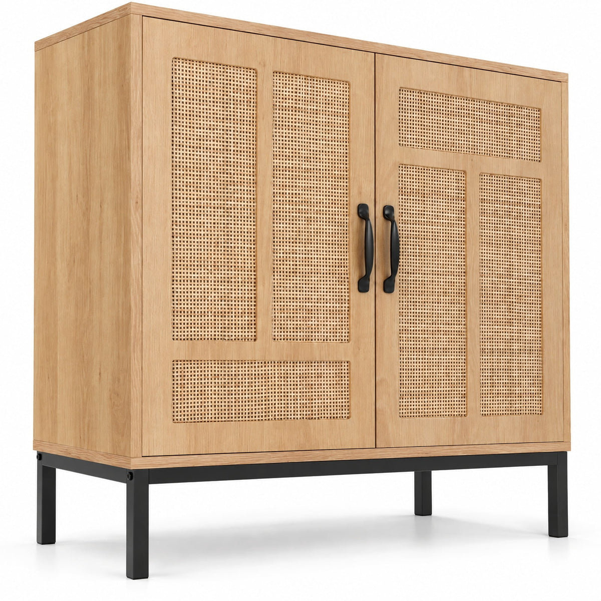 Airfind Boho Storage Cabinet with Asymmetrical Pattern Doors for Kitchen, 100 Lbs Capacity, 31.5 Inch X 15 Inch X 32 Inch (l X W X H) Inside, Natural