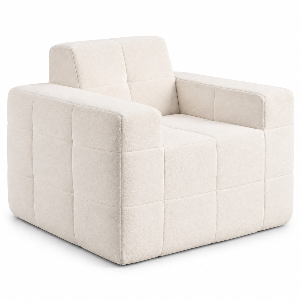 Airfind Boneless Single Sofa Chair Cloud Sofa with Terry Cloth Upholstery, 352 lbs Capacity, Terry Cloth Sponge Frame, Beige